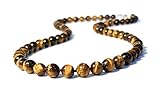 Mens Tiger's Eye Necklace with Sterling Silver or 14/20 Gold