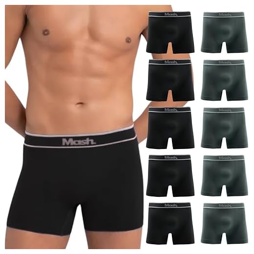 MASH Kit 10 Cueca Boxer Sem Costura Poliamida Masculino Adulto, 5 Cinza Chumbo - 5 Preto, GG