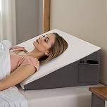 Exsnugy Wedge Pillow 25.5cm Triangle Elevated Bed Wedge Pillow Headboard for Acid Reflux Relief, Sleeping, Post Surgery, Back Pain Relief, Snoring,Soft Memory Foam Top & Washable Breathable Grey Cover