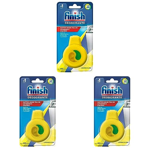Finish Deodorante per Lavastoviglie, Profumo di Limone (Confezione da 3)