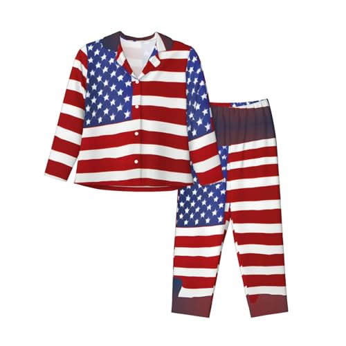 Ensemble pyjama drapeau américain femme EdWal pantalon long pour vos soirées cocooning