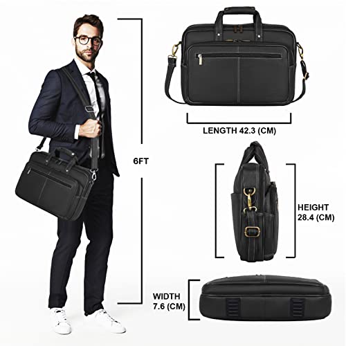Image of WildHorn Classic Leather 15 inch Laptop Messenger Bag for Men I Office Bags I Travel Bags I Carry Handles with Adjustable Strap I DIMENSION: L- 15.5 inch H-11.5 inch W- 3.5 inch