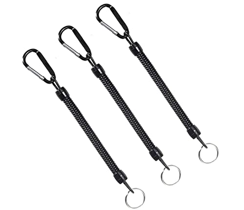 YiXuTag 3 Pièces Porte-Clés en Spirale, Porte-Clés Extensible, Porte Clef Extensible avec Mousqueton, Lanière de Pêche, Porte Clé Spirale de Pêche, Kayak, Camping et Chasse, Lanière à Ressort Spirale Cover