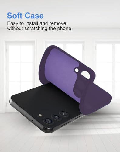 Image of DIZORO Microfiber Candy Case Compatible for Samsung A14 5G Smooth Touch Cushion Liquid Soft Silicone Gel Rubber Phone Cases Non-Slip Full Body Protective Shockproof Back Cover (Deep Purple)