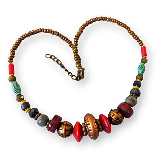 Turkish ethnic beaded necklace for women Handmade beaded jewelry Vintage statement jewellery