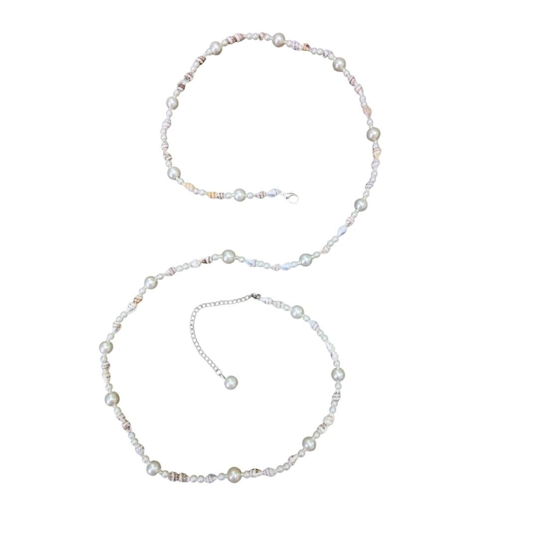Handmade Sea Shell Waist Chain for Women | Adjustable Beach Style Belly Chain with White Pearl | Boho Summer Waist Jewelry for Vacation, Resort Wear & Beach Parties-image-29