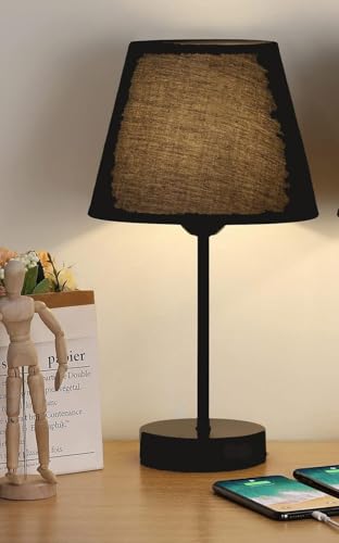 Image of Woodies & Whimsy Table Lamp Bedside Lamps for Night (Black) (Black 1.0)