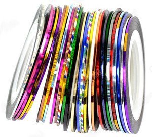 VAGA Nail Striping Tape Set in 30 Different Colors Wonderful Nail Decoration Kit of 30 Nail Strips that Looks Amazing with Nail Rhinestones