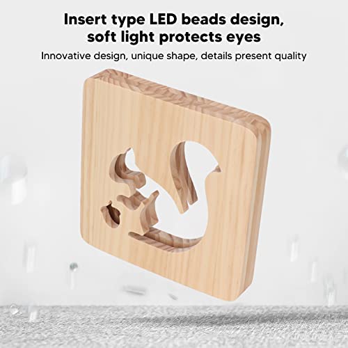 Lámpara de noche infantil con diseño de ardilla y luz LED cálida USB miniatura 6