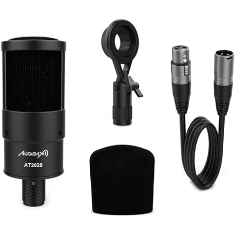 Audibax AT2020 - Studio Condesander Microphone - Includes XLR Cable, Assembly Clip and Anti-Anti-Adhesive - Frequency Response 50 Hz/20 KHz - Professional Microphone with Polar Cardioid Pattern Cover