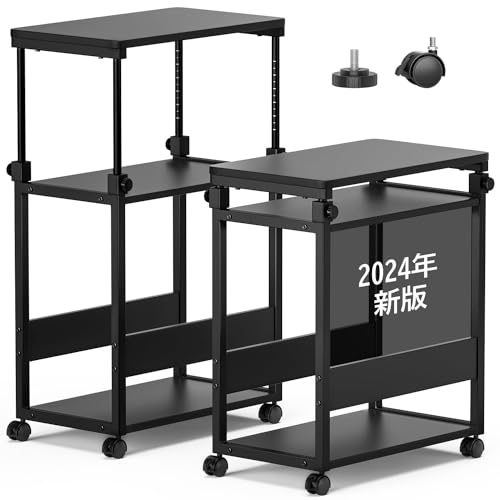パソコン操作台、キャスター付き プリンター台 キャスター付き パソコンラック W60*D50*H70cm 9