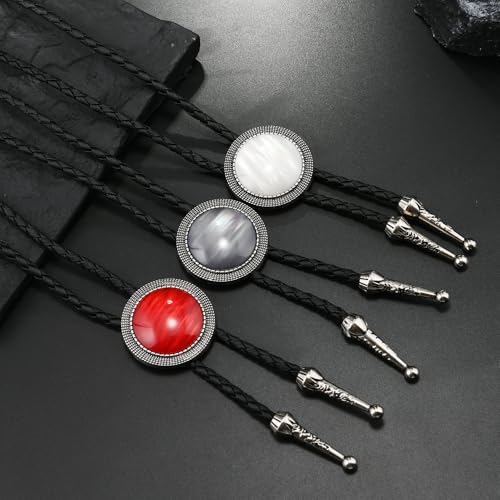 Image of Joxevyia Bolo Tie for Men Vintage Cow Skull Leather Rope Western Cowboy Necktie Vintage Bola Tie Gift for Him