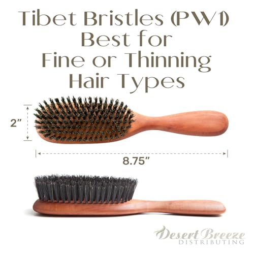 100% Wild Boar Bristle Hairbrush for Natural Healthy Hair, The Tibet brush, Medium Soft Bristles, Pear Wood Handle, for Fine or Thinning Hair, for Women & Men, Made in Germany's Black Forest