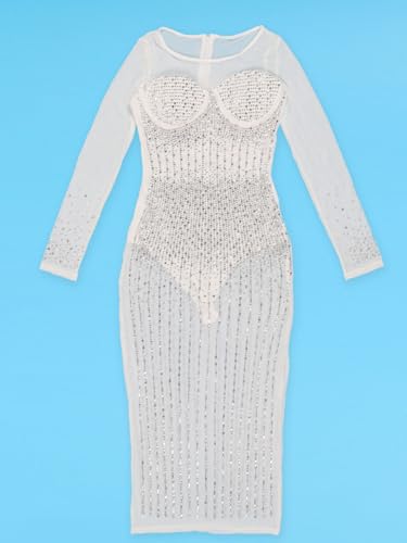Image of PORRCEY Sexy Elegant Rhinestone Party Club Night Formal Dress for Women