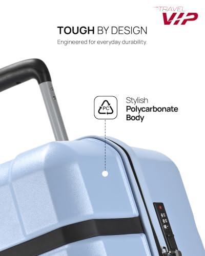 Image of VIP Bastion Medium Polycarbonate Hard Case 8-Wheel Trolley Bag, Sky Blue