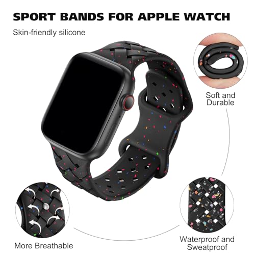 Image of Distore Silicone Braided Weave Bands Compatible with Apple Watch 38mm 40mm 41mm 42mm 44mm 46mm 45mm 49mm, Replacement Sport Breathable Strap for iWatch Series 10 /9 /8 /7 /6 /5 /4 /3 /2 /1 Ultra SE Women Men