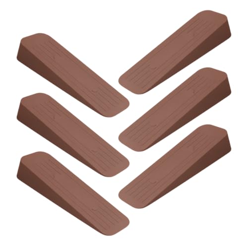 Image of Rubber Door Stopper Wedge, Heavy Duty Anti-Slip Door Holder & Blocker with Strong Grip for Tiles, Marble, Wood, Carpet & Cement Floors | Home, Office, School & Warehouse Use (Brown, Pack of 6)