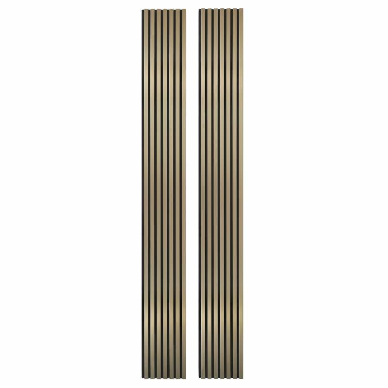 DECOON - Lote de 2 paneles listones de madera, 250 x 30 x 1,9 cm, color dorado y fieltro negro - 1,5 m²