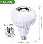 LED Ampoule avec haut-parleur Bluetooth intégré, sans fil 12W LED RGB Ampoule audio de modification de couleur de musique intelligente 24 Télécommande des clés (1 Boîte)
