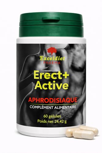 Exceldiet Pharma | Erect + Active - 60 Gélules Virilité & Désir Homme - Formule Maca, Tribulus & Ginseng Rouge - Booster Performance, Vitalité & Testostérone