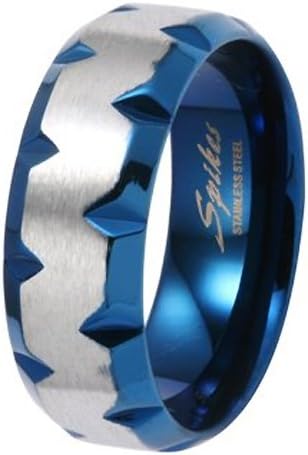 8MM High Polished Stainless Steel Light Comfort-Fit Ring with Blue Plated Faceted Edges For Men – Crazy2Shop