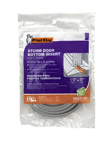 Thermwell Y3750 1/2-Inch X 37-Inch Vinyl "Y" Shaped Storm Door Bottom Replacement Insert For Aluminum Storm Doors, Gray #TOP1