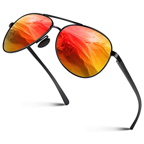 Image of CGID GA61 Premium Al-Mg Alloy Pilot Polarized Sunglasses UV400, Full Mirrored Spring Hinges Sun Glasses for Men Women Shades