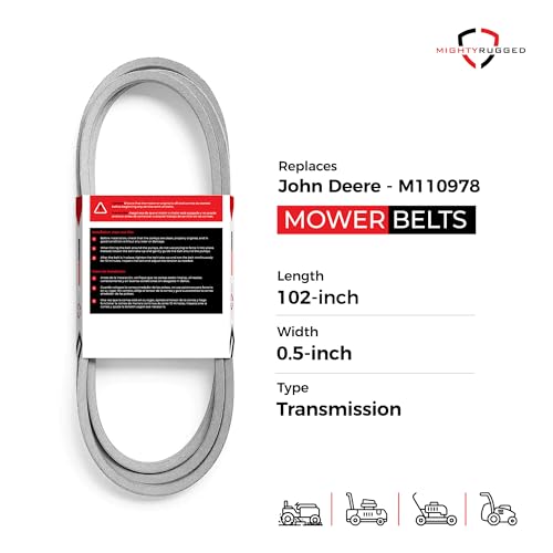 Image of M110978 John Deere Drive Belt Replacement - Belt Length 102 inch - Heavy-Duty, Durable, Aramid Cord Drive Belt for John Deere LX176, LX178, LX186, LX188