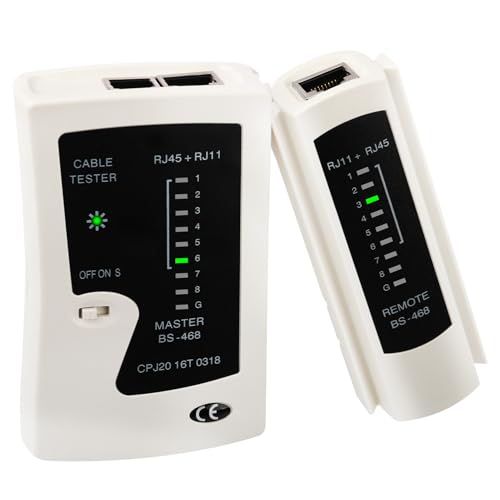 Comprobador RJ45 RJ11 Probador Red para Cables LAN CAT5/ CAT5E/ CAT6/ CAT6A/ CAT7 Red Tester Cables con Indicador LED, 2 Velocidades Ajustables