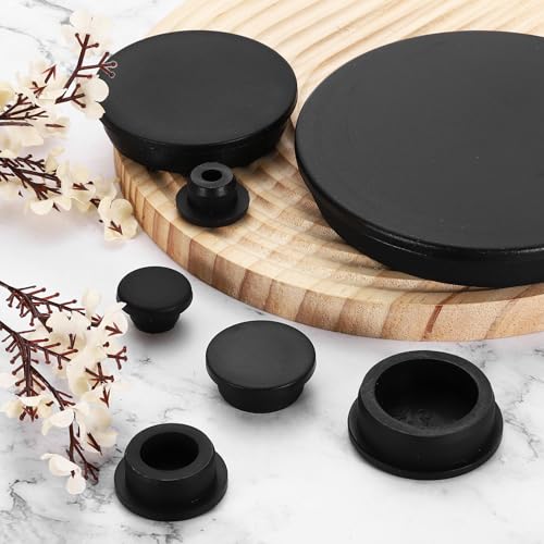 Image of uxcell 15Pcs Silicone Hole Plug, Waterproof Solid T-Shaped Rubber Stoppers Bottle Seal Tube Pipe Plug End Cap for 14mm /0.55 inch Hole for Bathtub Bottle, 0.39 inch Plug Height, Black