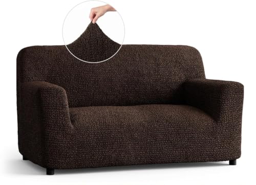 Image of Bellissima Sofa Covers - Premium Luxury Microfibra Plain Stretchable Sofa Cover Fully Covered Slipcover, Imported from Italy (Dark Chocolate, 2 Seater-US)