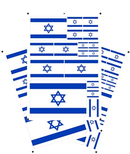 PELTGOAL World Seven Continents Most Country Israel Flag Stickers Different Sizes Sticker (White Israel)
