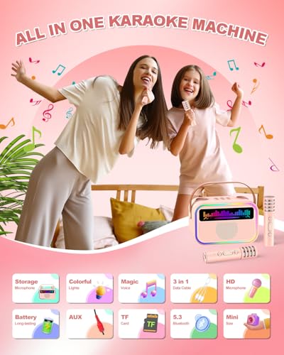 TOZDTO Kids Karaoke Machine, Bluetooth Speaker with 2 Wireless Microphones - Image 2
