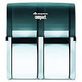 Compact 4-Roll Quad Coreless High-Capacity Toilet Paper Dispenser by GP PRO (Georgia-Pacific), Translucent Smoke, 56744, 11.750" W x 6.900" D x 13.250" H