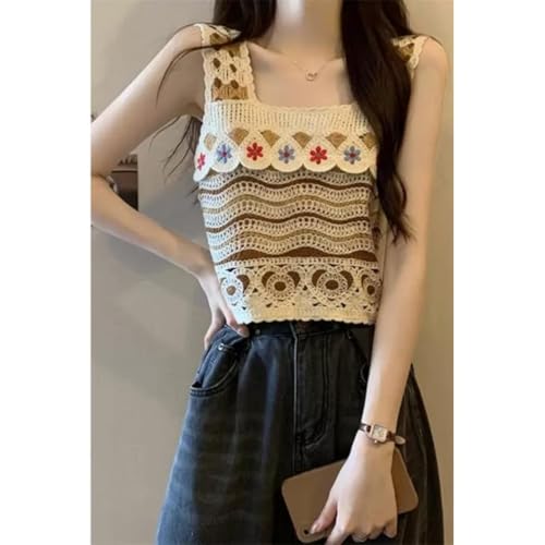 Image of NAIADES Women's Handmade Crochet Crop Top, Sleeveless Top for Women,Comfortable Fit