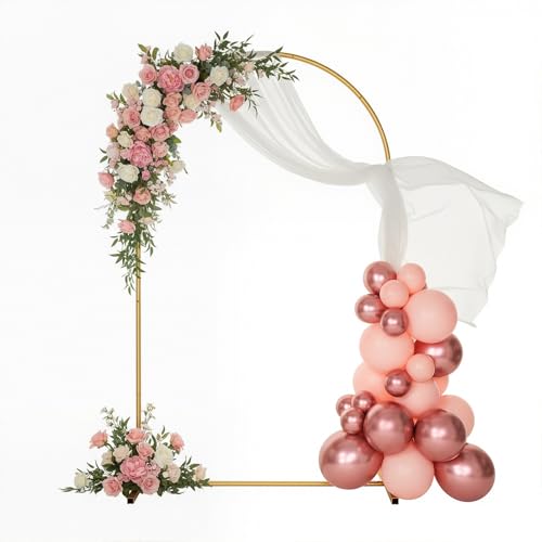 XRCHAA Suporte de arco de casamento de 2 m, moldura de arco de balão de metal dourado para aniversário, aniversário, cerimónia, celebração, decoração de formatura