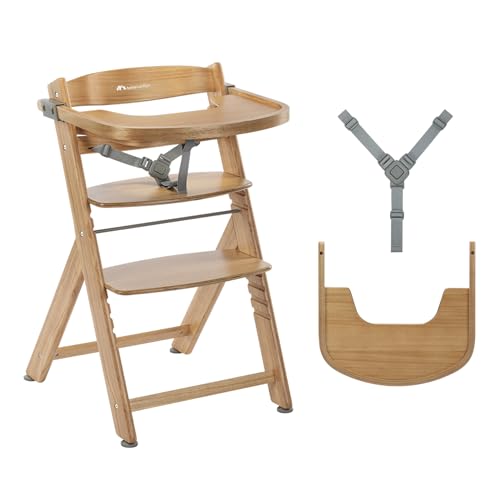 Bebeconfort Timba 2 Trona Evolutiva Bebé Madera, +6 Meses, Hasta 110 kg, Silla Trona Bebé Comedor Ergonómica, Apta para Mayoría de Mesas, Bandeja Extraíble, Asiento/Reposapiés Regulables, Natural Wood