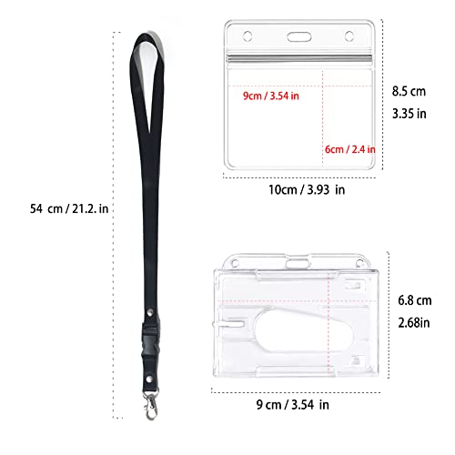 Einziehbarer Schlüsselband, 3 Set beinhaltet – Lanyard mit kartenhülle, Ausweishalter, Rollenclip, Durchsichtige Ausweishalter und Wasserdichte Ausweishüllen, für Ausweisclip, Kreditkarten (3 Set)