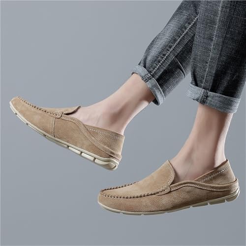 Men's Loafers Solid Color Round Toe Leather Loafer Shoes Slip Resistant Flexible Flat Heel Classic Fashion Slip-ons4