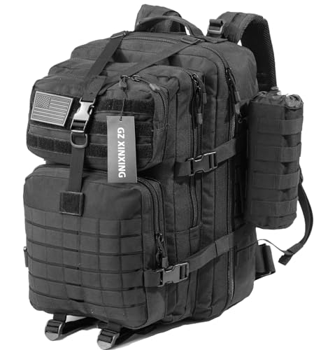 GZ XINXING Gear 45L Military Tactical Backpack Army Assault Pack Molle Bag Backpacks Rucksacks For Men (Black) - GZ XINXING