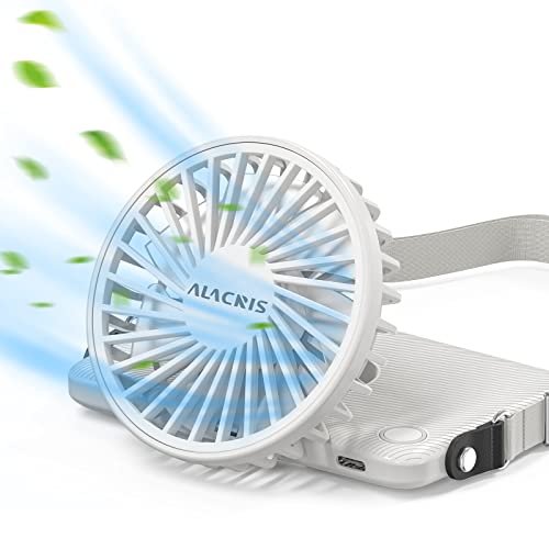 ALACRIS Handventilator mini Ventilator USB wiederaufladbar, tragbarer Handlüfter, 180° Faltbarer eignet für Kinder und Erwachsene zu Büro, Camping und Zuhause (Grau) Cover