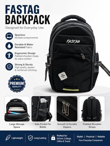 Image of Backpack, Black with Multiple Compartments