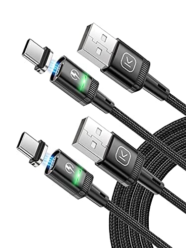 Kuulaa Lot de 2 câbles de charge magnétiques USB C de 3 A avec adaptateur de type C, charge rapide QC 3.0, câble de charge magnétique en nylon tressé...