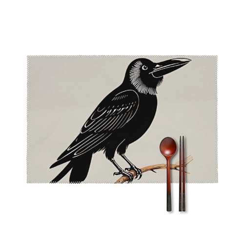 Set de table corbeau pour repas à thème gothique et décoration de table