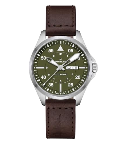 - Forma della cassa: rotonda Hamilton Khaki PilotDay DateAuto H64635560 Orologio automatico da uomo, Cinturino