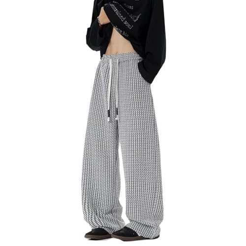 Seidarise Men's Textured Wide - Leg Pants, Adjustable Drawstring Waist, Casual Loose Fit Trousers