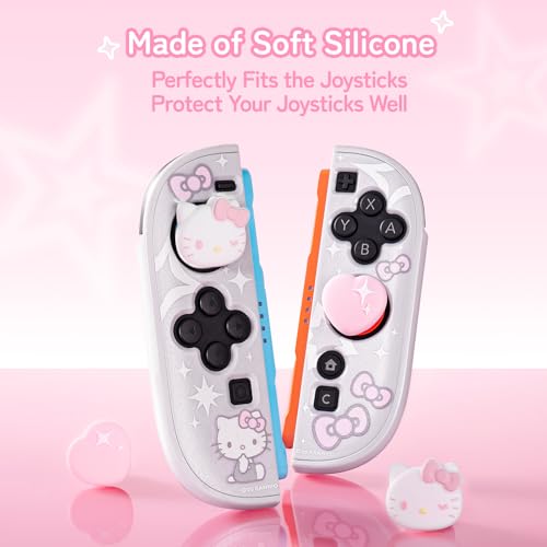 Kuitmor Thumb Grip Caps Compatible with Nintendo Switch 2, Silicone Joystick Grip Caps for Switch 2025, 4pcs, Cute Cat Style, White & Pink - Image 5