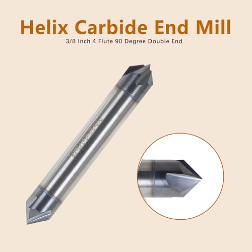 Image of kimllier 3 /8 Inch 4 Flute 90 Degree Double End Helix Carbide End Mill Tialn Coated