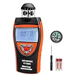 Handheld Wind Cup Anemometer,INFURIDER YF-8806 Digital Wind Speed Gauge Meter Shows Wind Temperature,Max/Min/Avg Air Volume,Wind Velocity/Direction w/Compass for HVAC Weather Monitoring