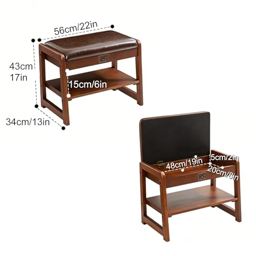 Banc chaussures entrée 2 niveaux avec coffre à abattant et coussin confortable de 56cm